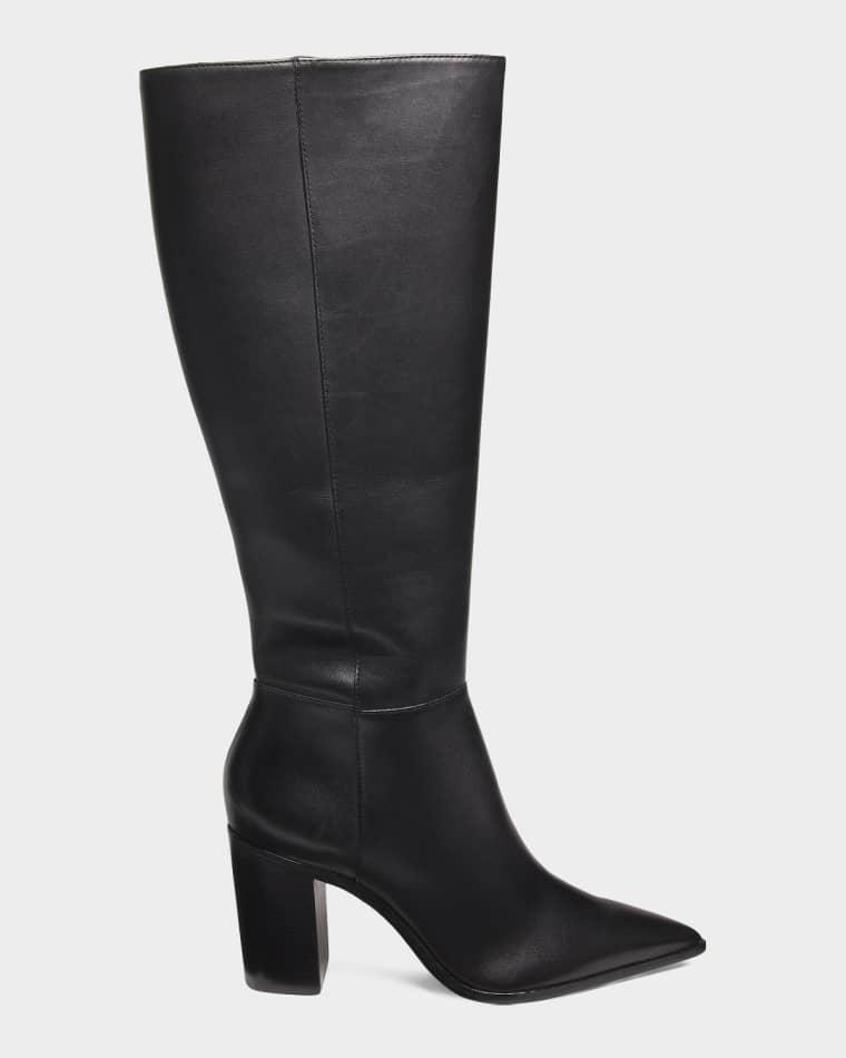 Mikki Up Leather Block-Heel Knee-High Boots by SCHUTZ