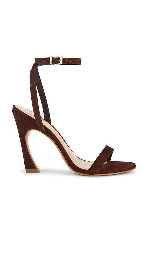 Schutz Cadey-Lee Curve Lace Sandal in Brown by SCHUTZ