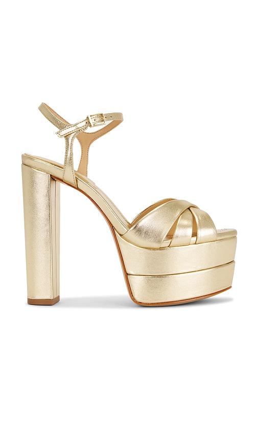 Schutz Keefa High Sandal in Metallic Gold by SCHUTZ