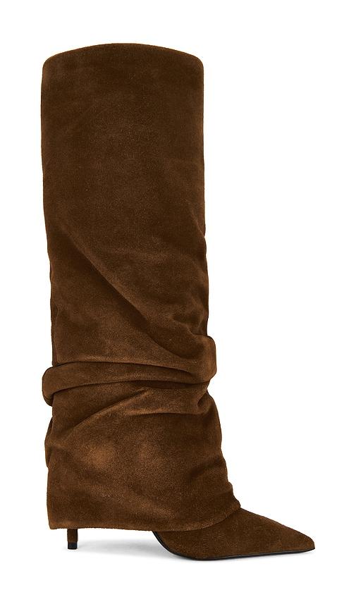 Schutz Mikki Up Cloak Boot in Brown by SCHUTZ