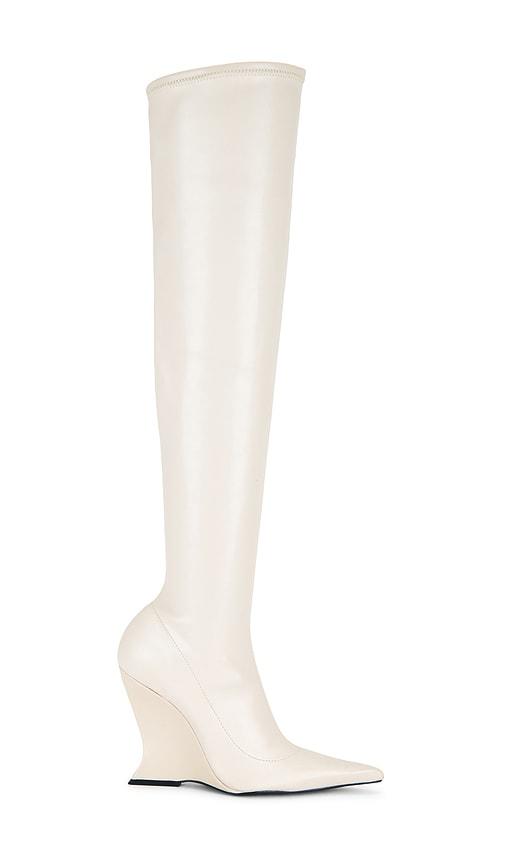 Schutz x REVOLVE Siena Over The Knee Boot in Ivory by SCHUTZ Schutz x REVOLVE Siena Over The Knee Boot in Ivory by SCHUTZ