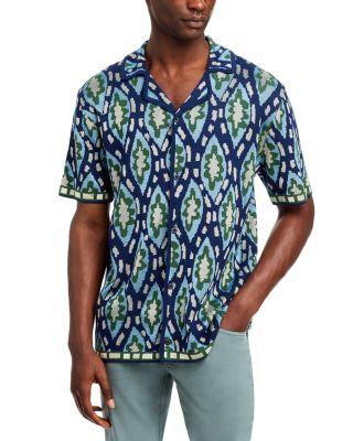 Geo Jacquard Knit Regular Fit Button Down Camp Shirt by SCOTCH&SODA