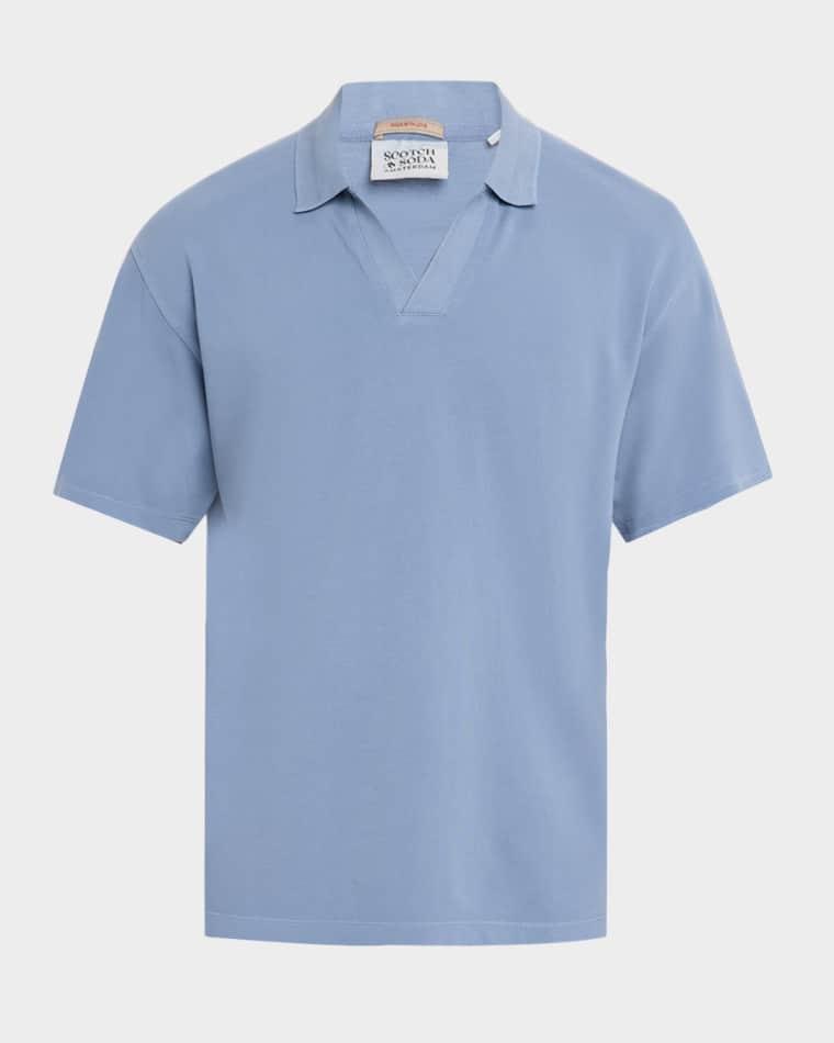 Men's Cotton Johnny Collar Polo Shirt by SCOTCH&SODA