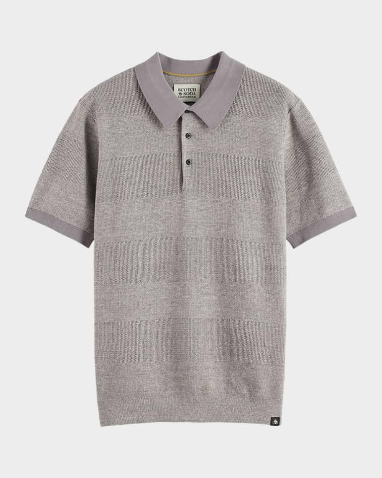 Men's Cotton Knit Tonal Stripe Classic-Fit Polo Shirt by SCOTCH&SODA