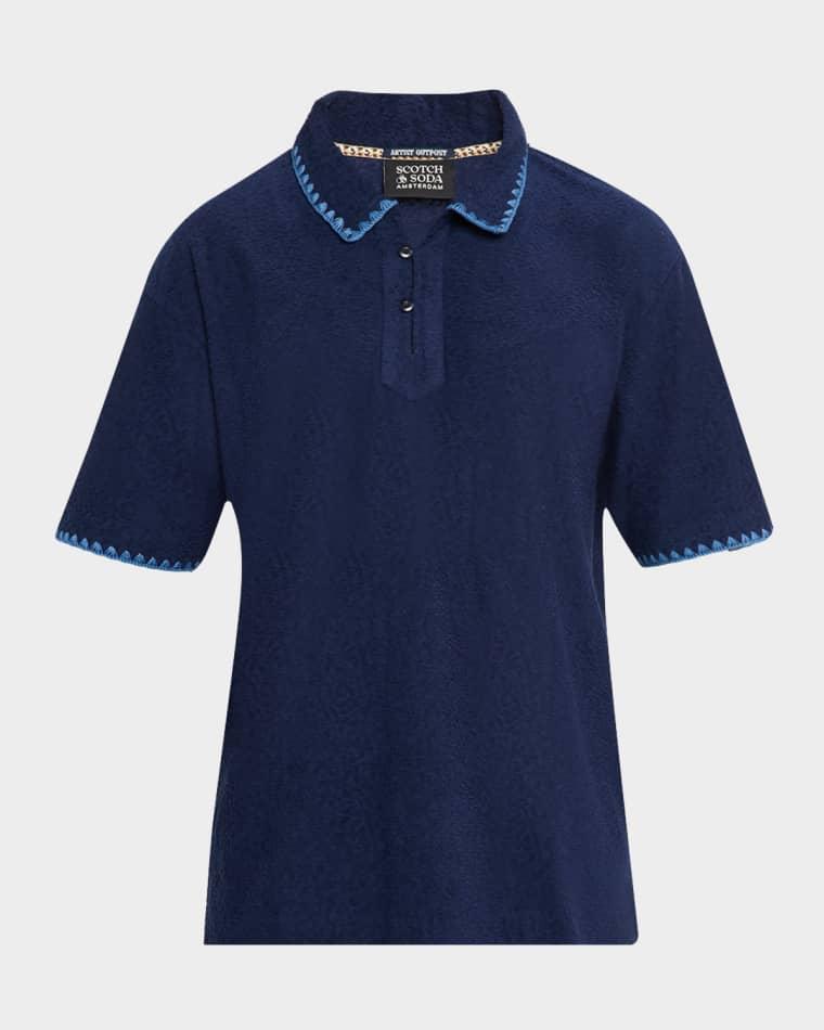 Men's Embroidered Trim Short-Sleeve Shirt by SCOTCH&SODA