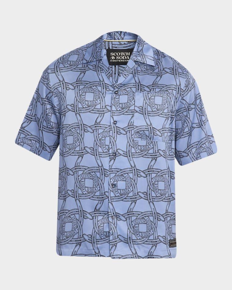 Men's Logo Horseshoe-Printed Short-Sleeve Shirt by SCOTCH&SODA