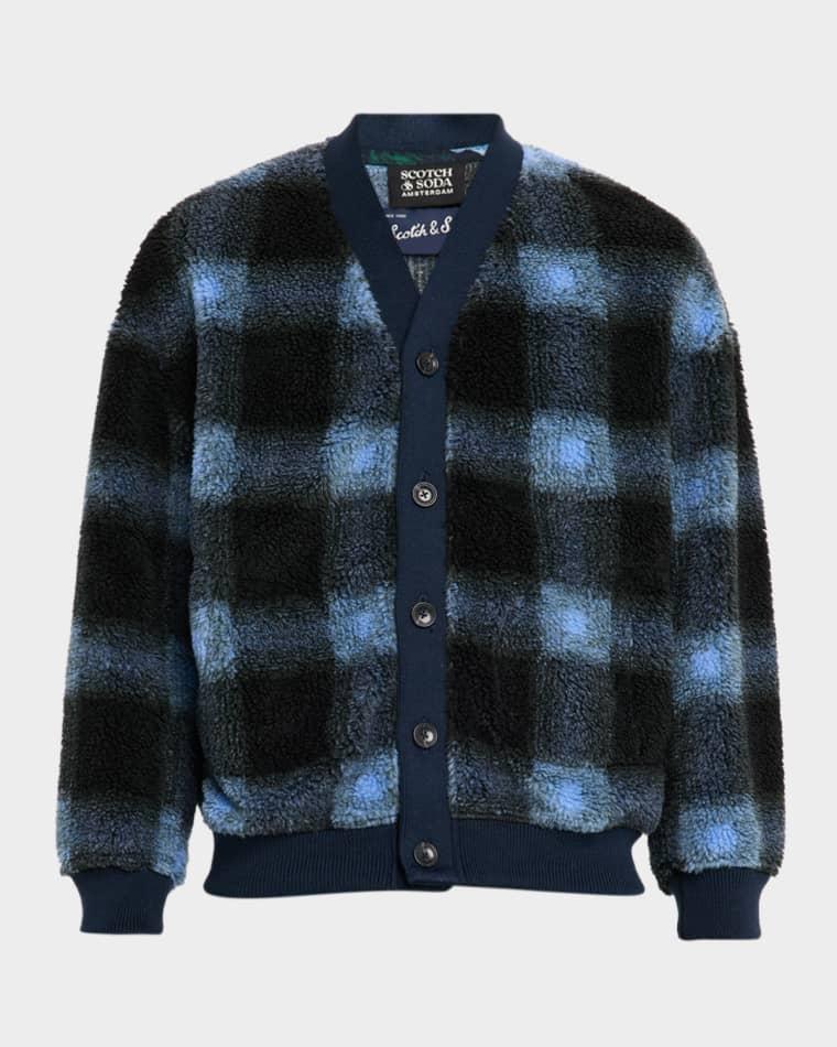 Men's Plaid Polar Fleece Cardigan by SCOTCH&SODA Men's Plaid Polar Fleece Cardigan by SCOTCH&SODA