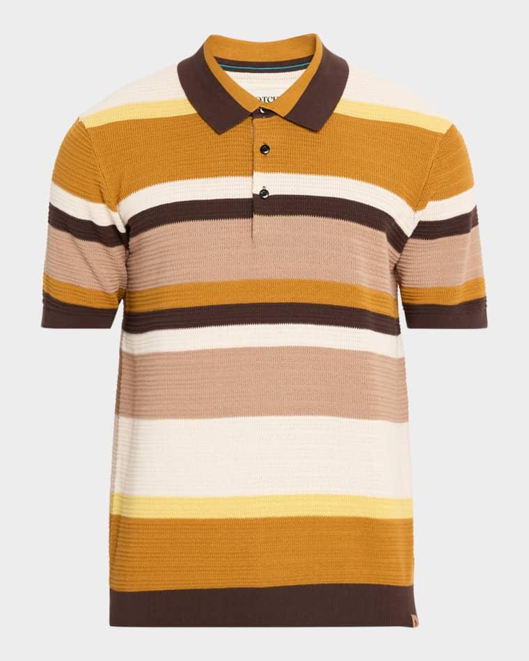 Men's Stripe Textured-Knit Cotton Polo Sweater by SCOTCH&SODA