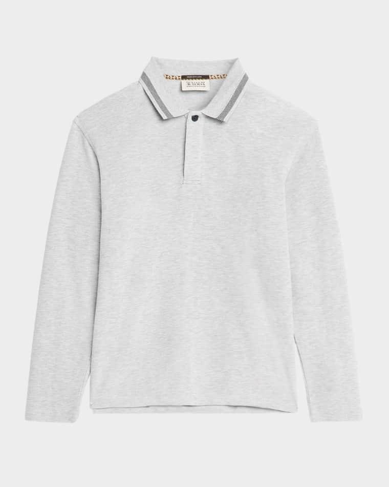 Men's Structured Knit Stripe-Collar Polo Shirt by SCOTCH&SODA Men's Structured Knit Stripe-Collar Polo Shirt by SCOTCH&SODA
