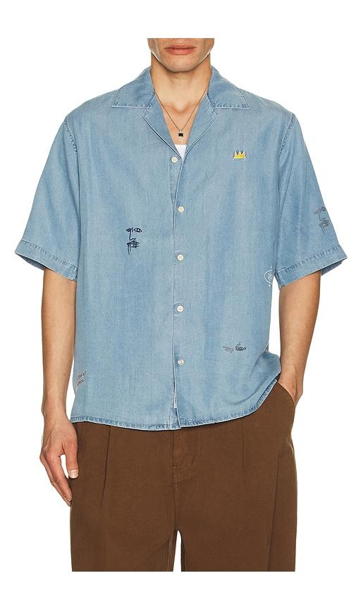 Scotch & Soda Basquiat Relaxed Fit Short Sleeved Shirt in Washed Indigo in Blue by SCOTCH&SODA