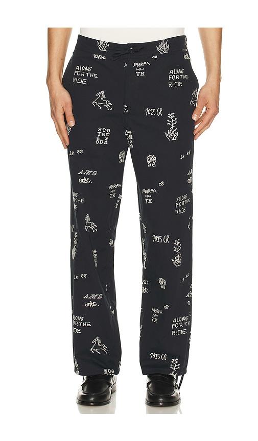 Scotch & Soda Embroidered Cotton Blend Relaxed Pants in Black by SCOTCH&SODA