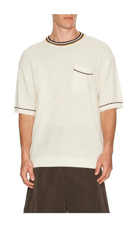 Scotch & Soda Knitted Cotton Linen Blend Relaxed Fit T-Shirt in White by SCOTCH&SODA
