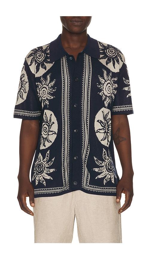 Scotch & Soda Knitted Jacquard Short Sleeve Shirt in Blue by SCOTCH&SODA