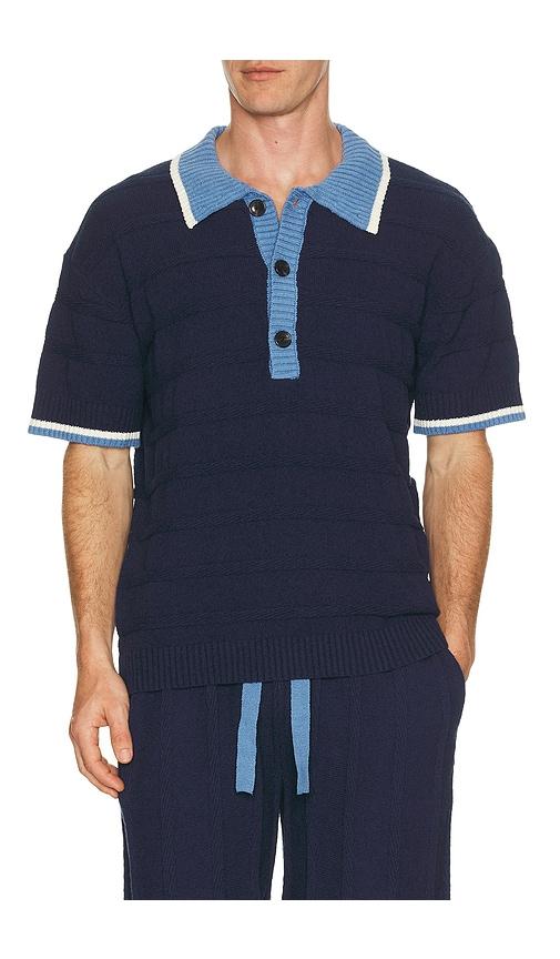 Scotch & Soda Structured Knitted Loose Fit Polo in Blue by SCOTCH&SODA