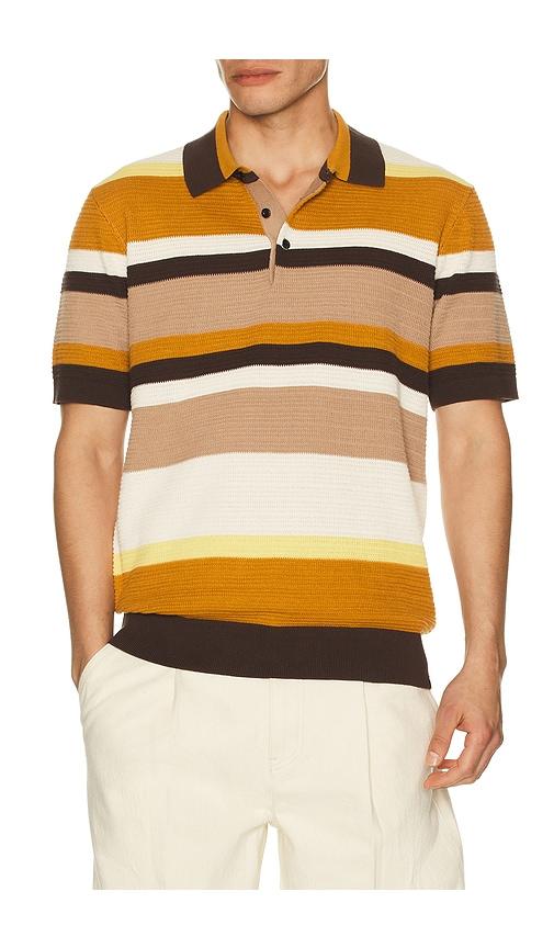 Scotch & Soda Structured Striped Knitted Polo in Brown by SCOTCH&SODA