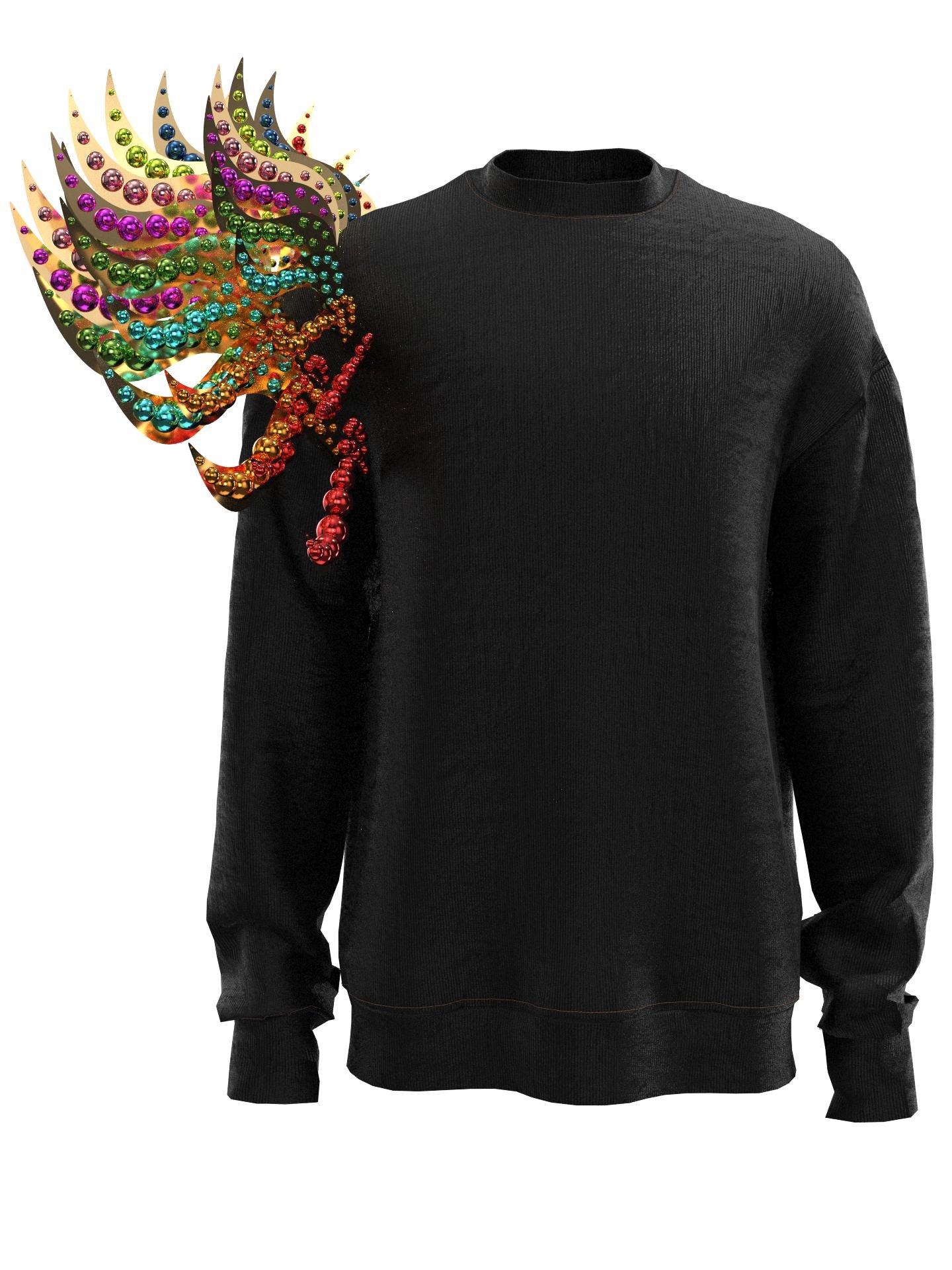 Sweatshirt decorated shoulder black by SDGS INSPIRED COLLECTION