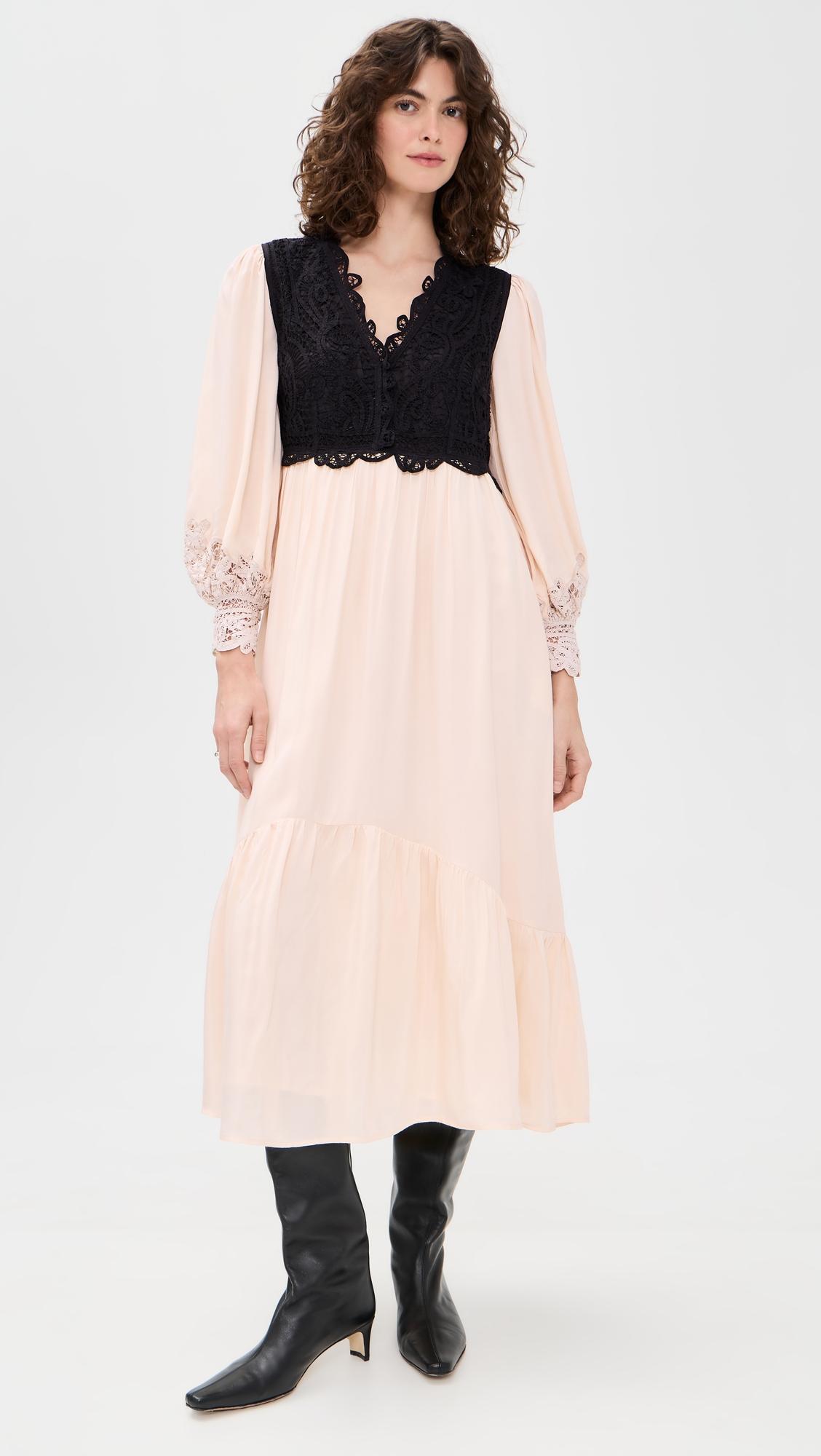 Adelina Battenberg Lace Long Sleeve Combo Dress by SEA NEW YORK