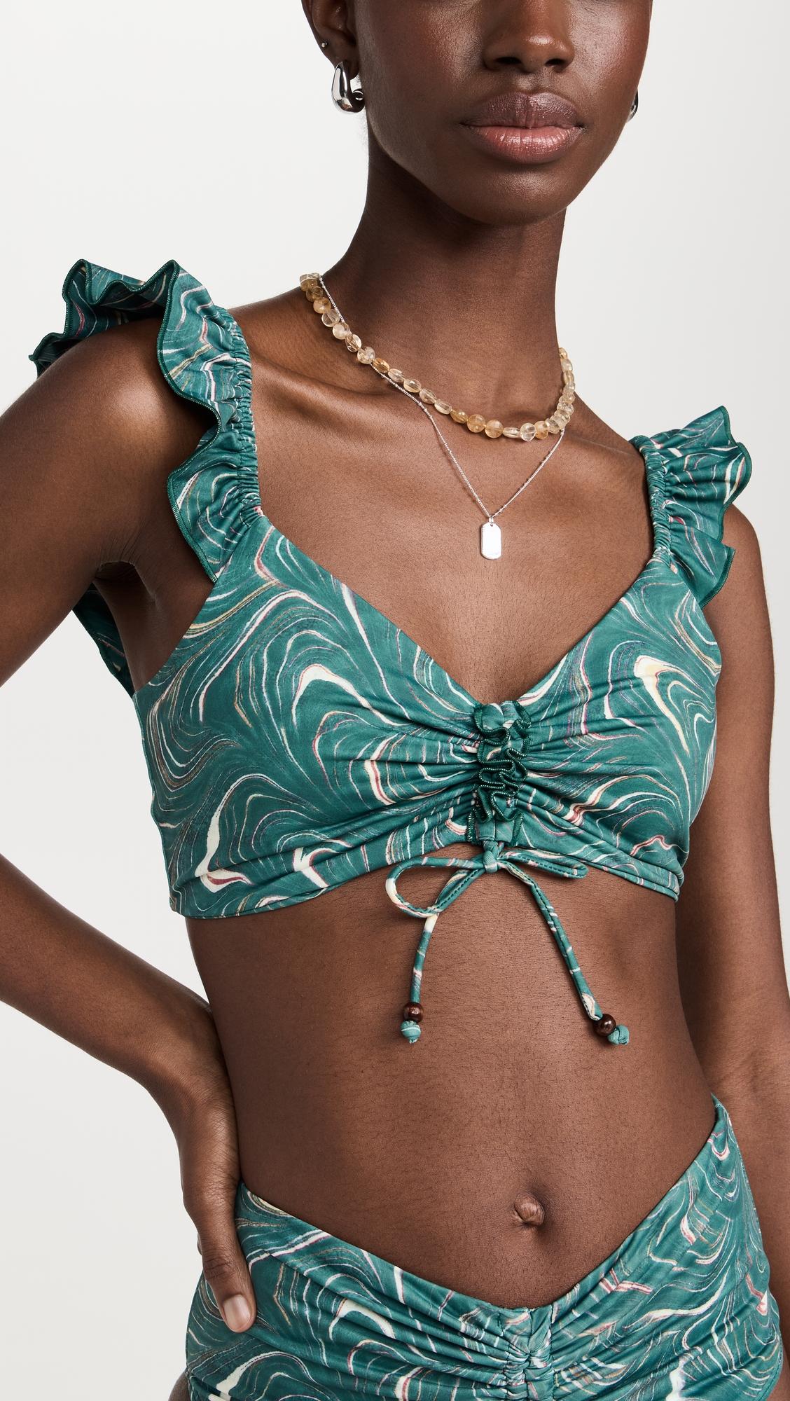 Amara Marble Print Bikini Top by SEA NEW YORK