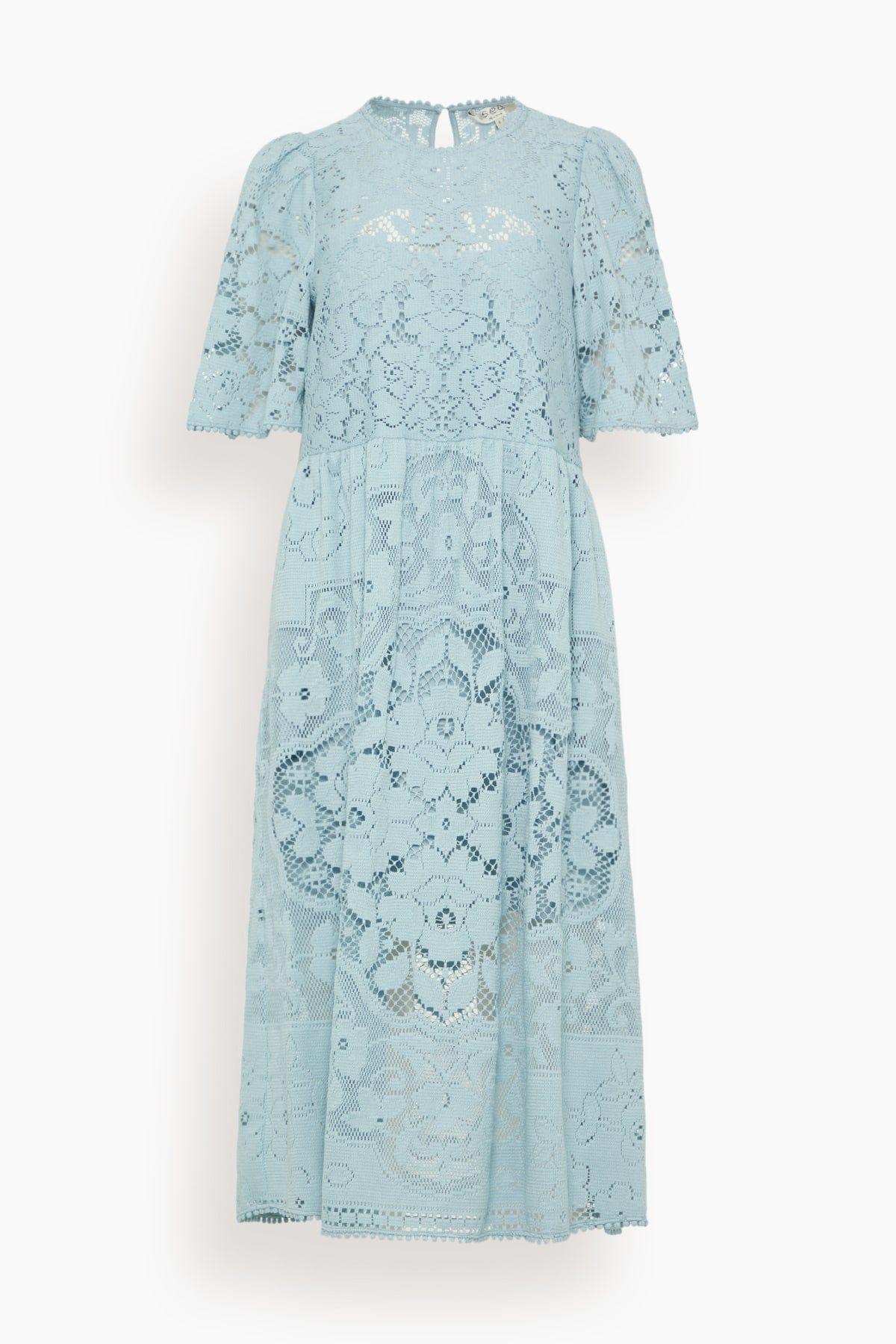 Arianna Lace Short Sleeve Midi Dress in Blue by SEA NEW YORK