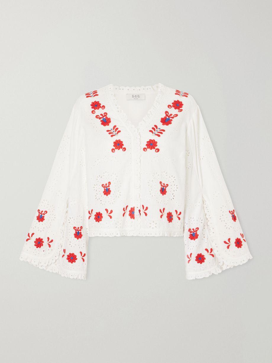 Catharina embroidered cotton and linen shirt by SEA NEW YORK