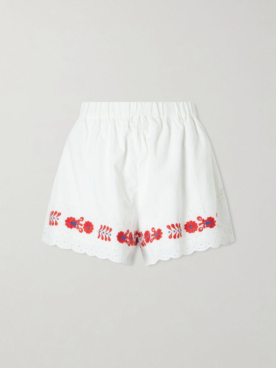 Catharina embroidered cotton and linen shorts by SEA NEW YORK