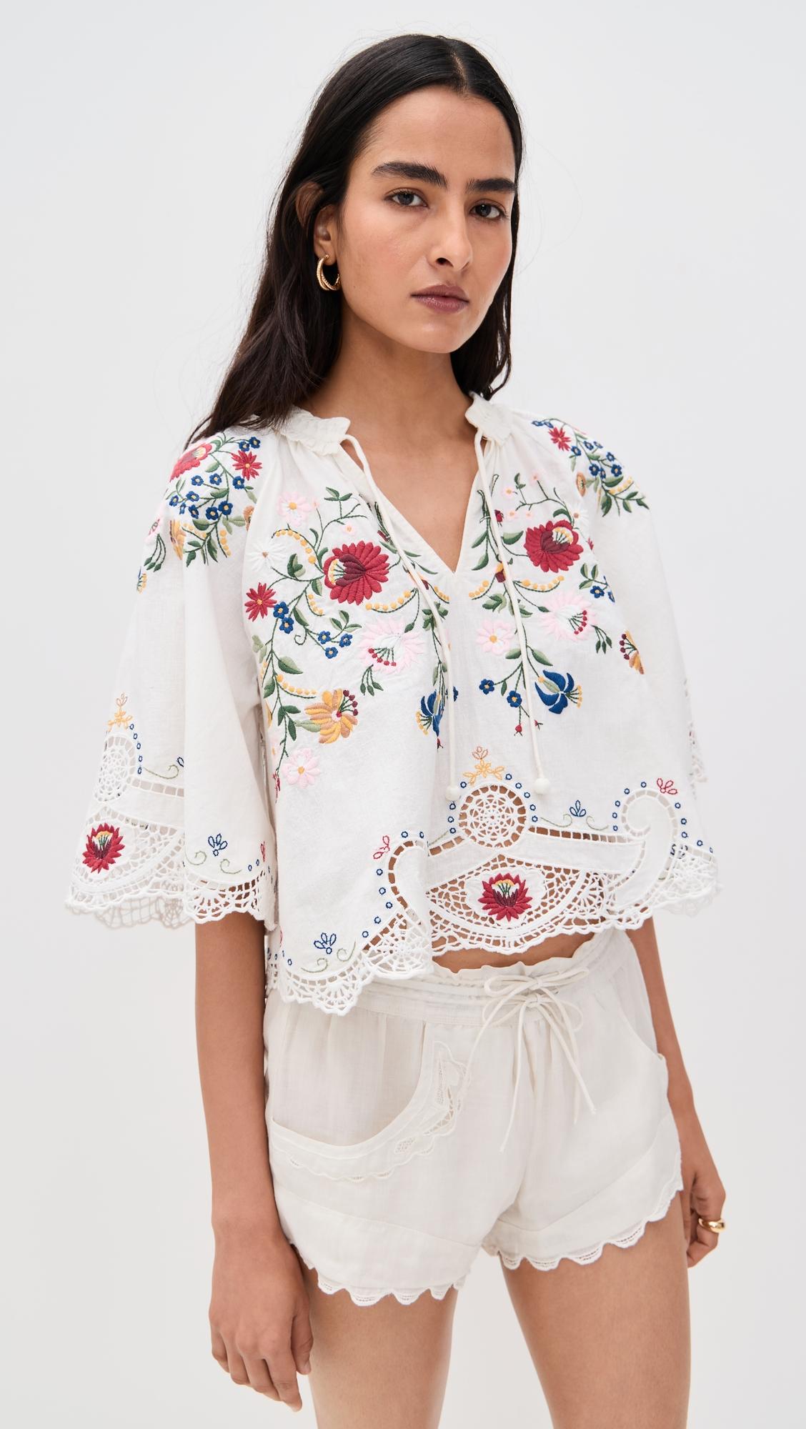 Celia Embroidery Short Sleeve Top by SEA NEW YORK