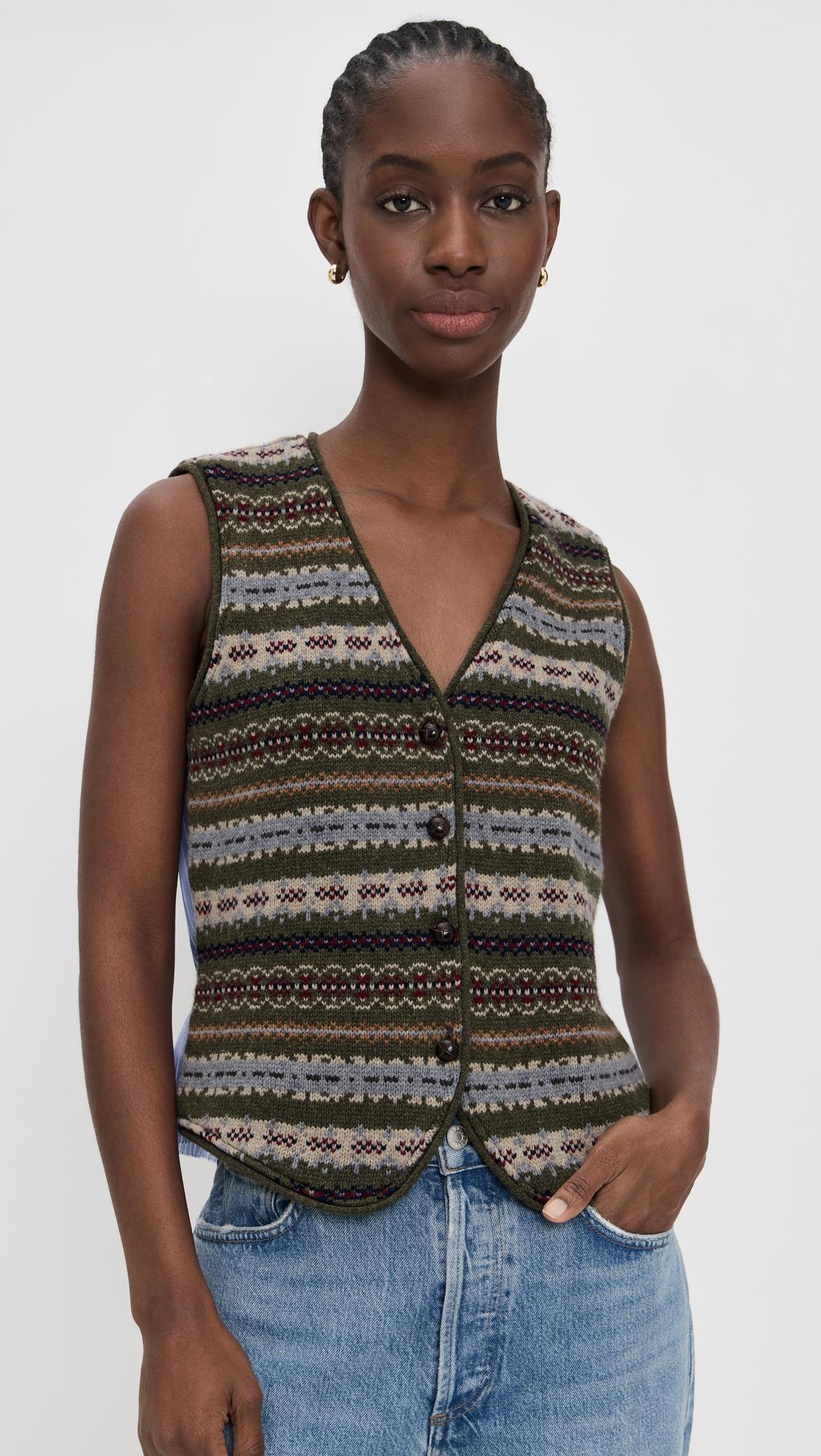 Ciara Fair Isle Knit Combo Vest by SEA NEW YORK