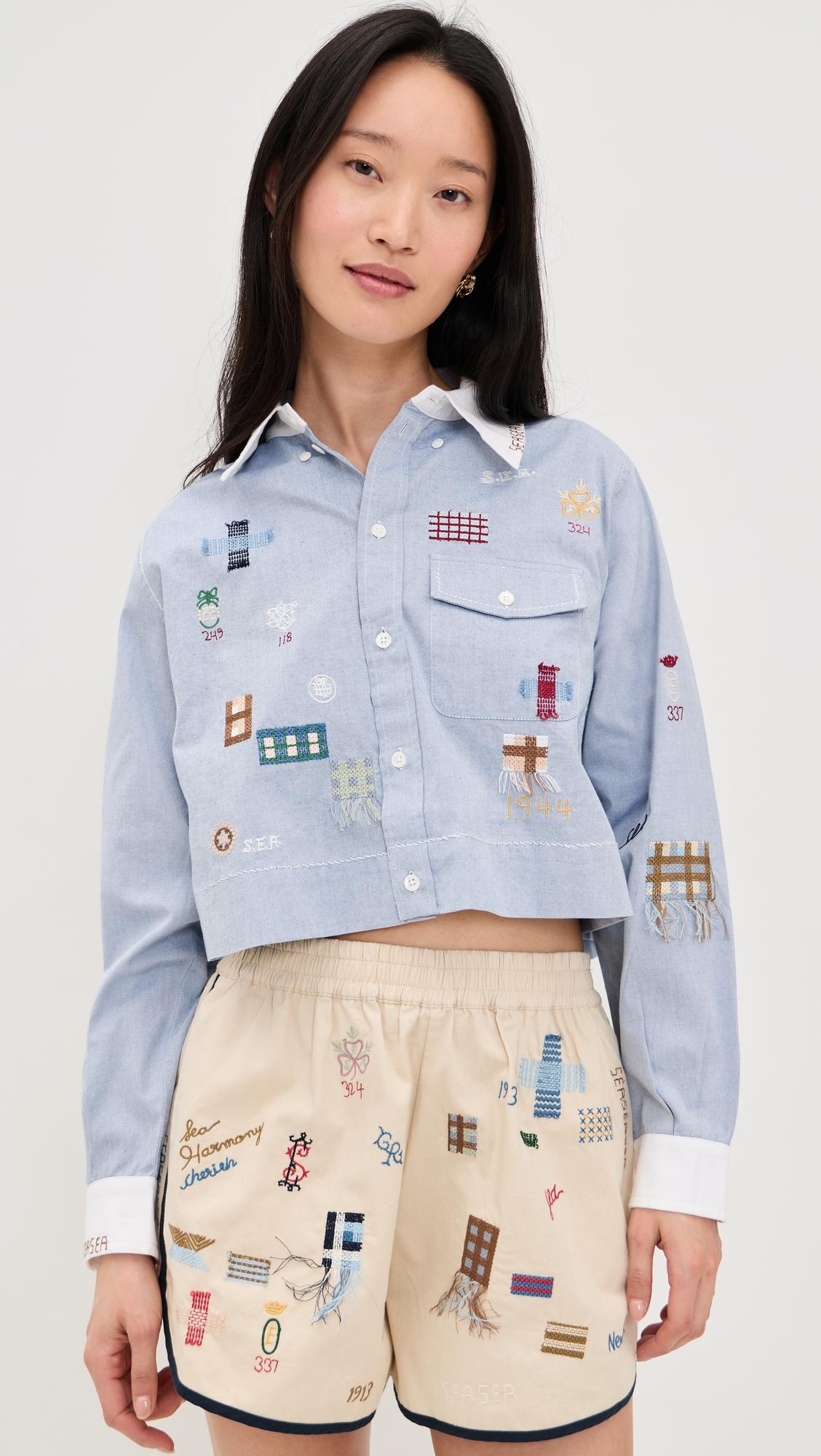 Claira Embroidered Button Down Shirt by SEA NEW YORK