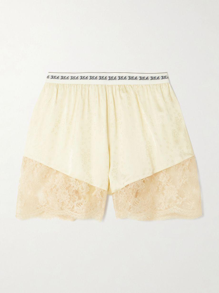 Ethel lace-trimmed satin-jacquard shorts by SEA NEW YORK
