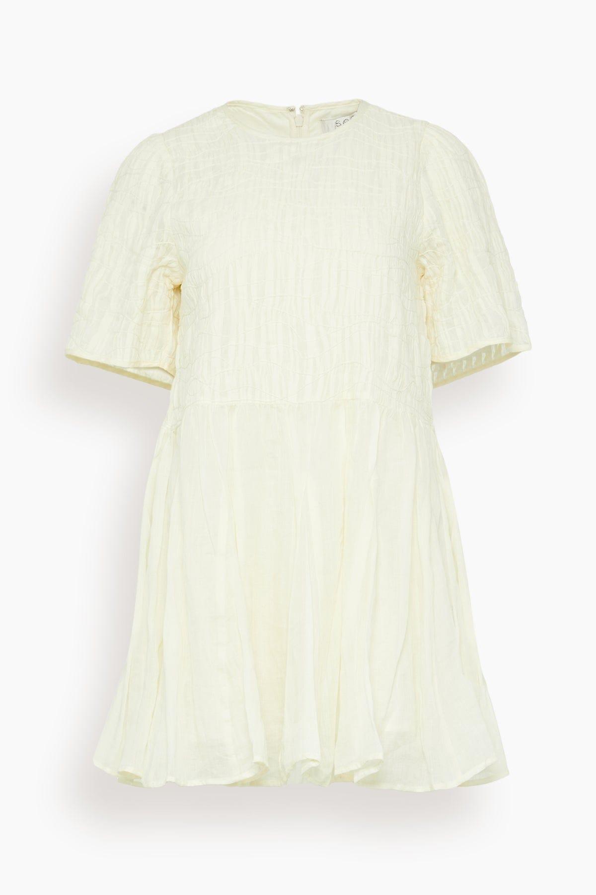 Imogen Solid Short Sleeve Dress in Cream by SEA NEW YORK