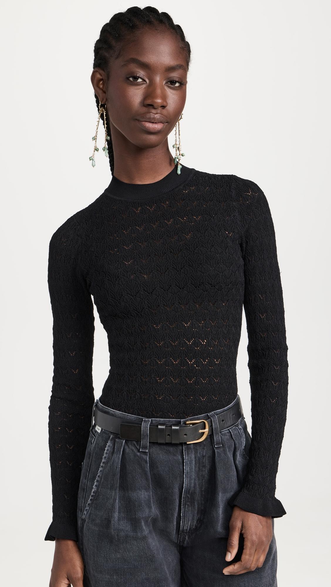 Rue Fine Knit Gauge Knit High Neck Sweater by SEA NEW YORK