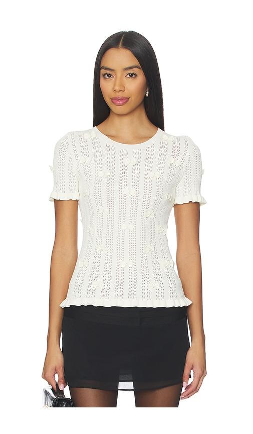 Sea Alberta Pearl Knit Top in White by SEA NEW YORK