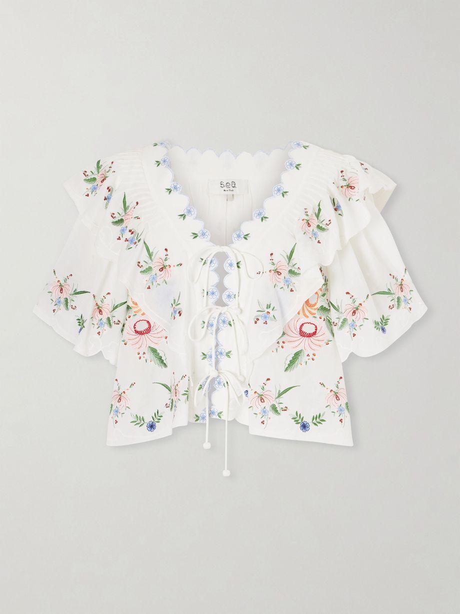 Serafina ruffled embroidered blouse by SEA NEW YORK