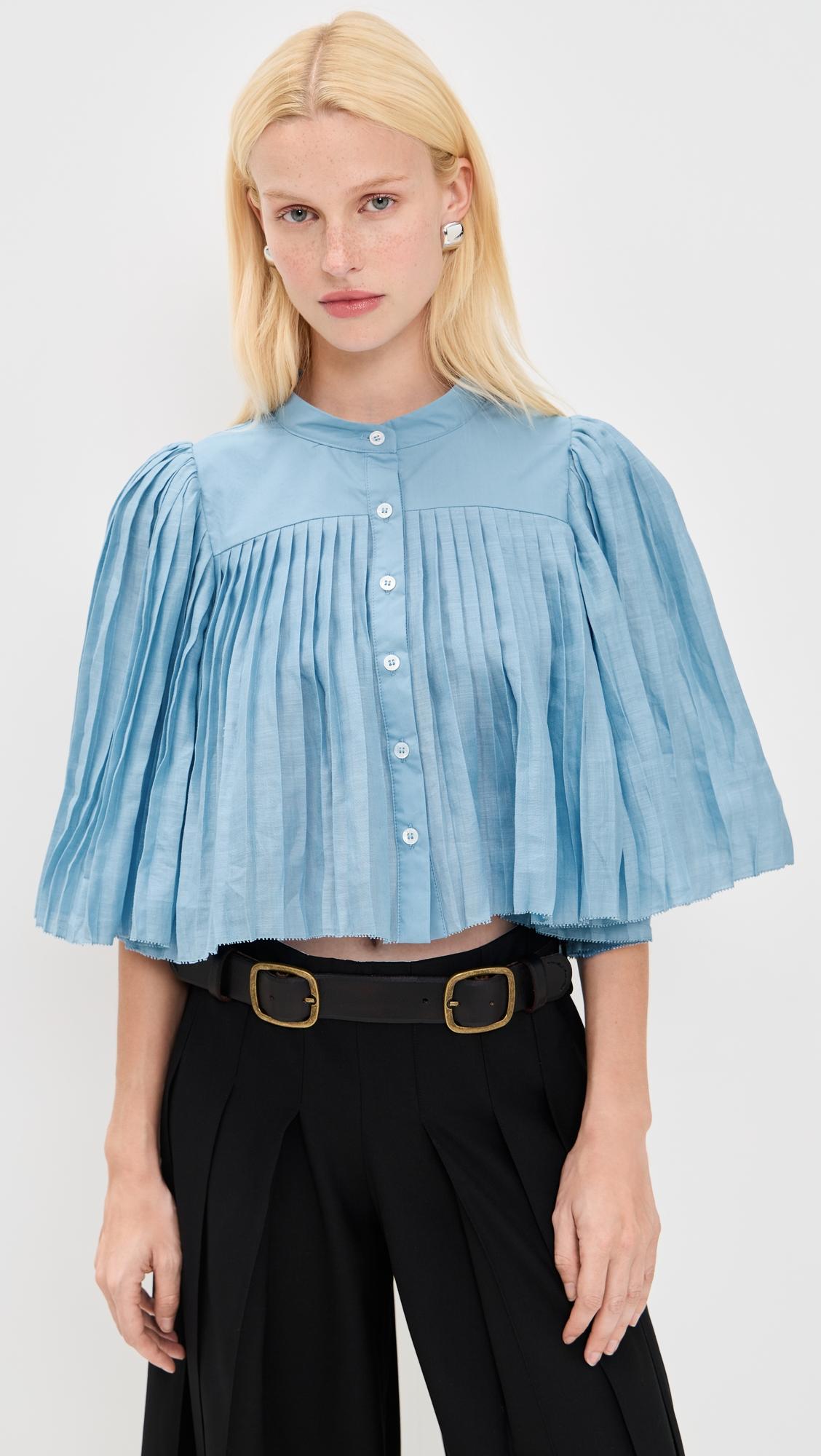 Solene Solid Pleated Top by SEA NEW YORK