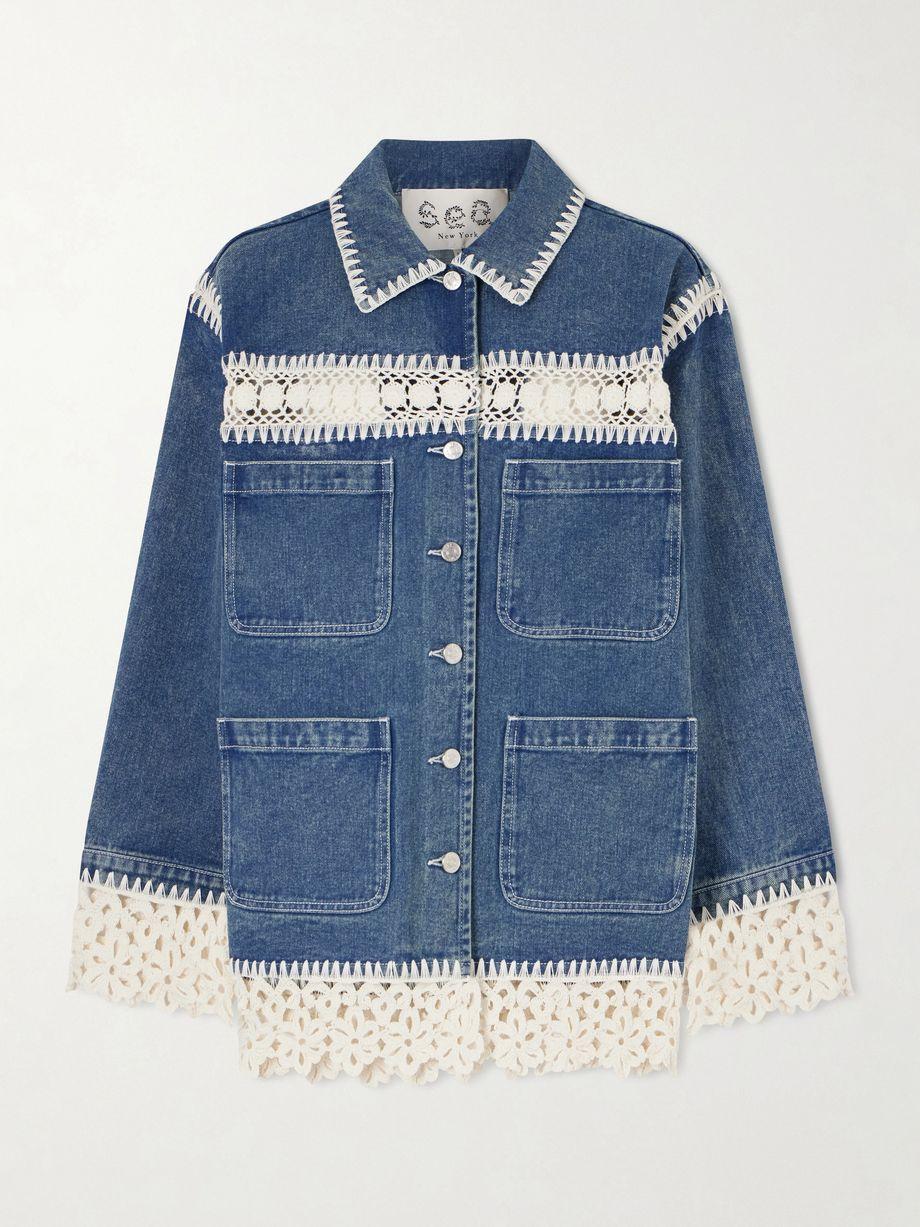 Stasia crochet-trimmed denim jacket by SEA NEW YORK