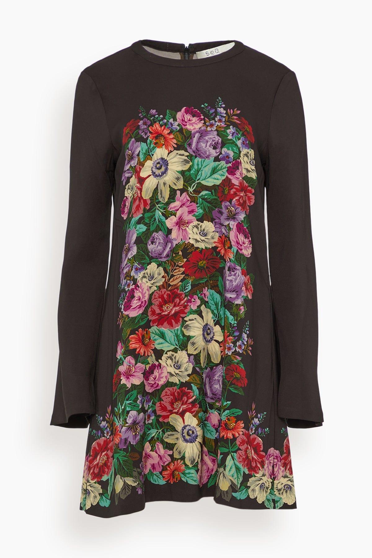 Viktoria Print Long Sleeve Mini Dress in Multi by SEA NEW YORK