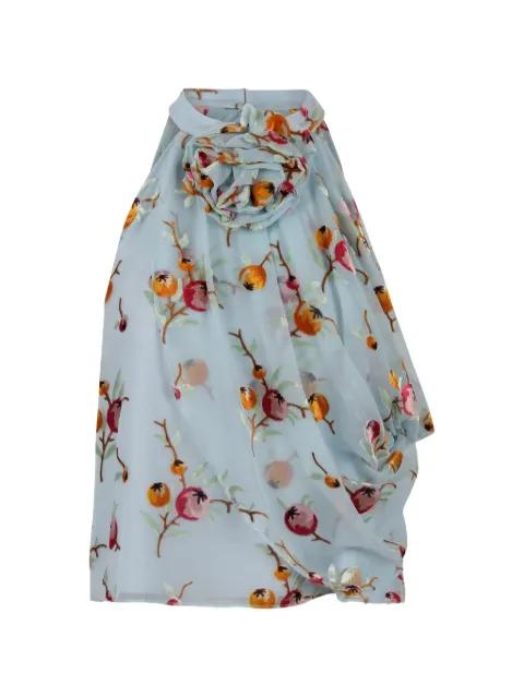 floral-embroidered draped top by SEA NEW YORK