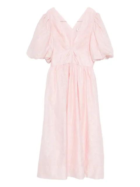 puff-sleeve V-neck midi dress by SEA NEW YORK