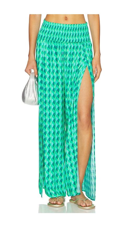 Seafolly Shirred Waist Wrap Pant in Green by SEAFOLLY