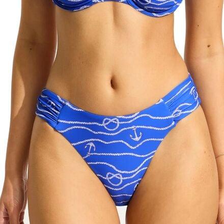 Set Sail High Leg Ruched Side Bikini Bottom by SEAFOLLY