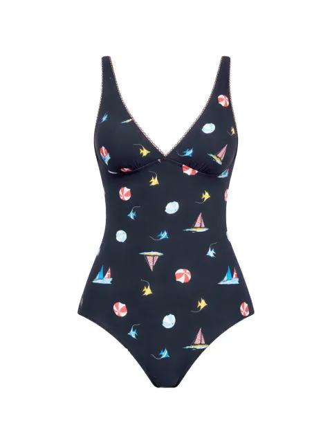 geometric-print scalloped swimsuit by SEAFOLLY