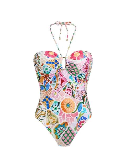 mosaic-print halterneck swimsuit by SEAFOLLY