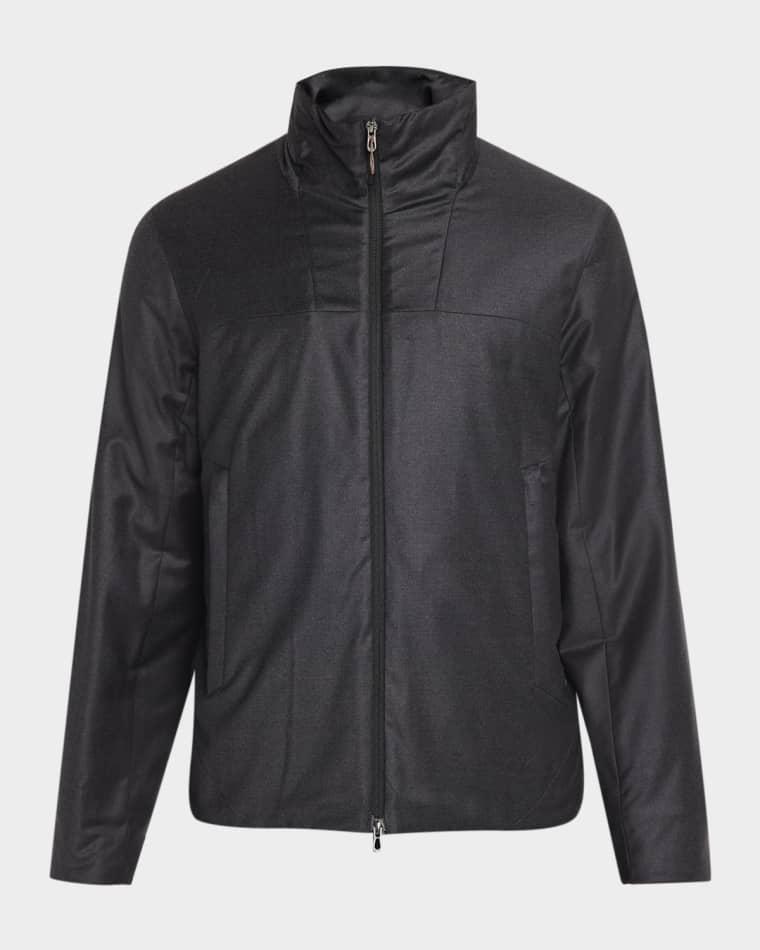 Men's Padded Virgin Wool and Silk-Blend Flannel Jacket by SEASE