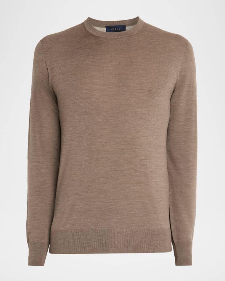 Men's Virgin Wool Heathered Crewneck Sweater by SEASE