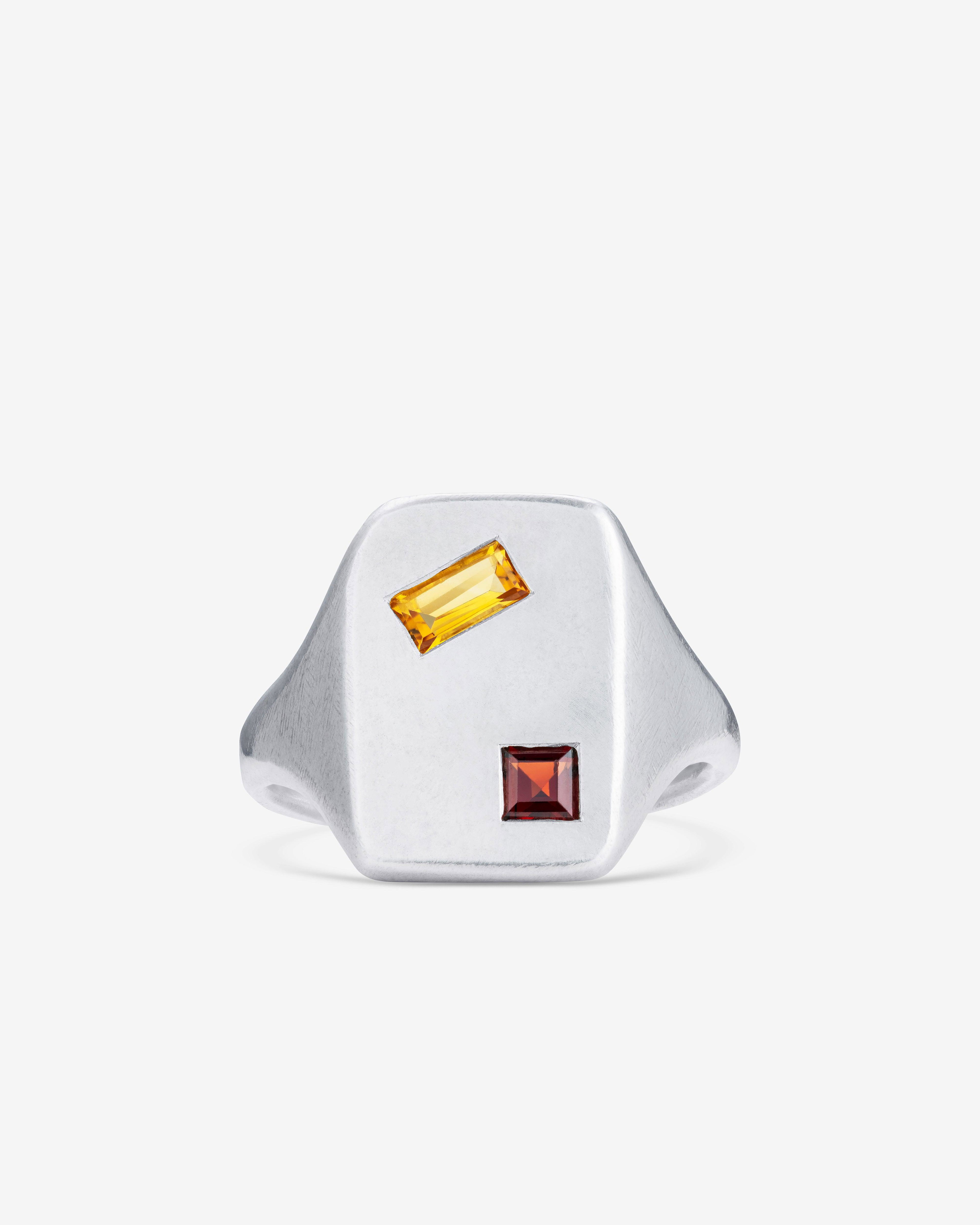 Seb Brown  - Offset Florentine Ring -  (Silver) by SEB BROWN