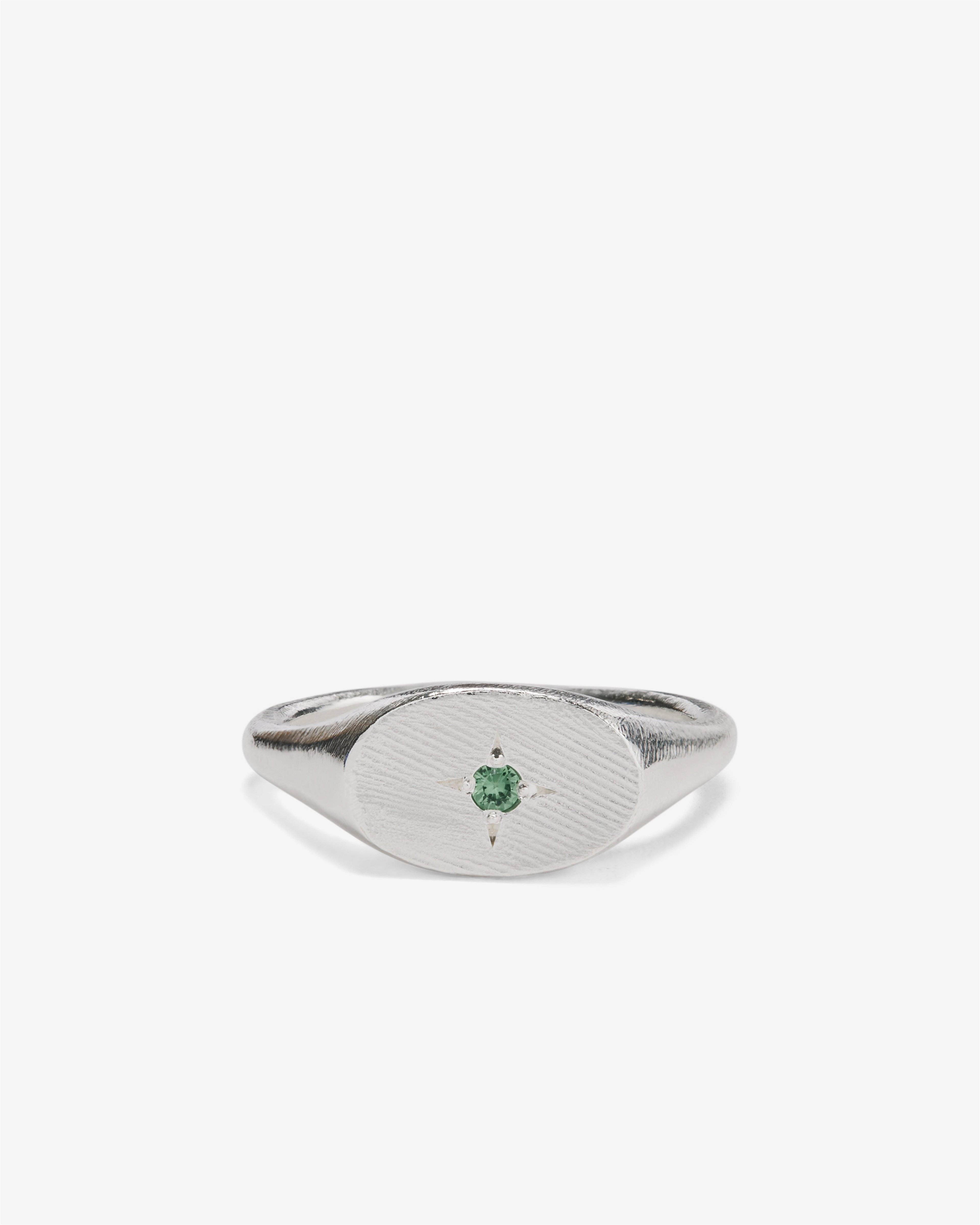 Seb Brown - Simple Oval Ring Green - (Sterling Silver) by SEB BROWN