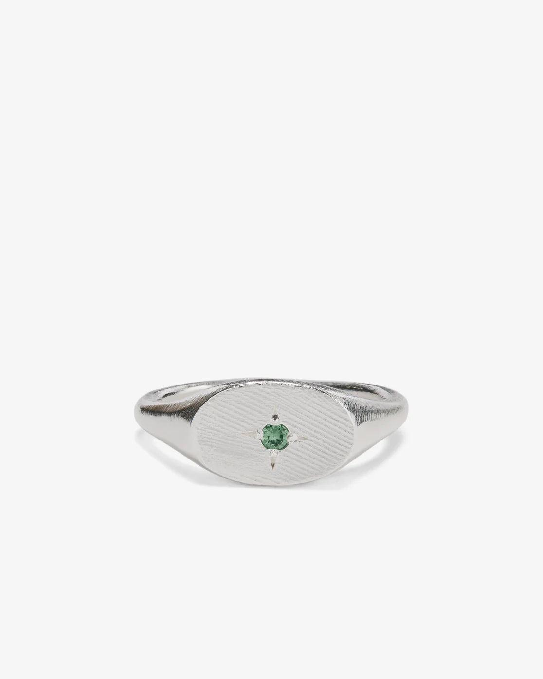 Seb Brown - Simple Oval Ring Green - (Sterling Silver) by SEB BROWN