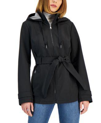 Juniors' Hooded Belted Raincoat by SEBBY