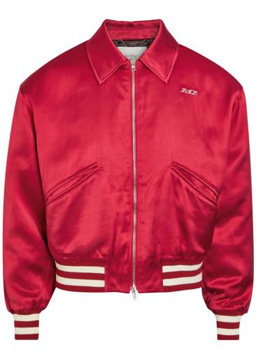 Aces embroidered satin bomber jacket by SECOND LAYER