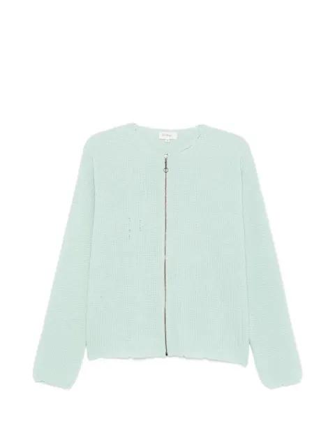 Friends distressed waffle-knit cardigan by SECOND/LAYER
